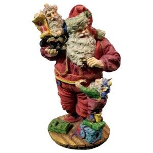 Department 56 "In the Spirit" 10.5" Santa Claus Elves Presents Christmas Red